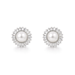 Silver Round Solitaire Halo Pendant Necklace Set