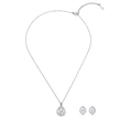 Silver Teardrop Crystal Pendant Necklace Set