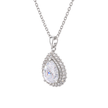 Silver Teardrop Crystal Pendant Necklace Set