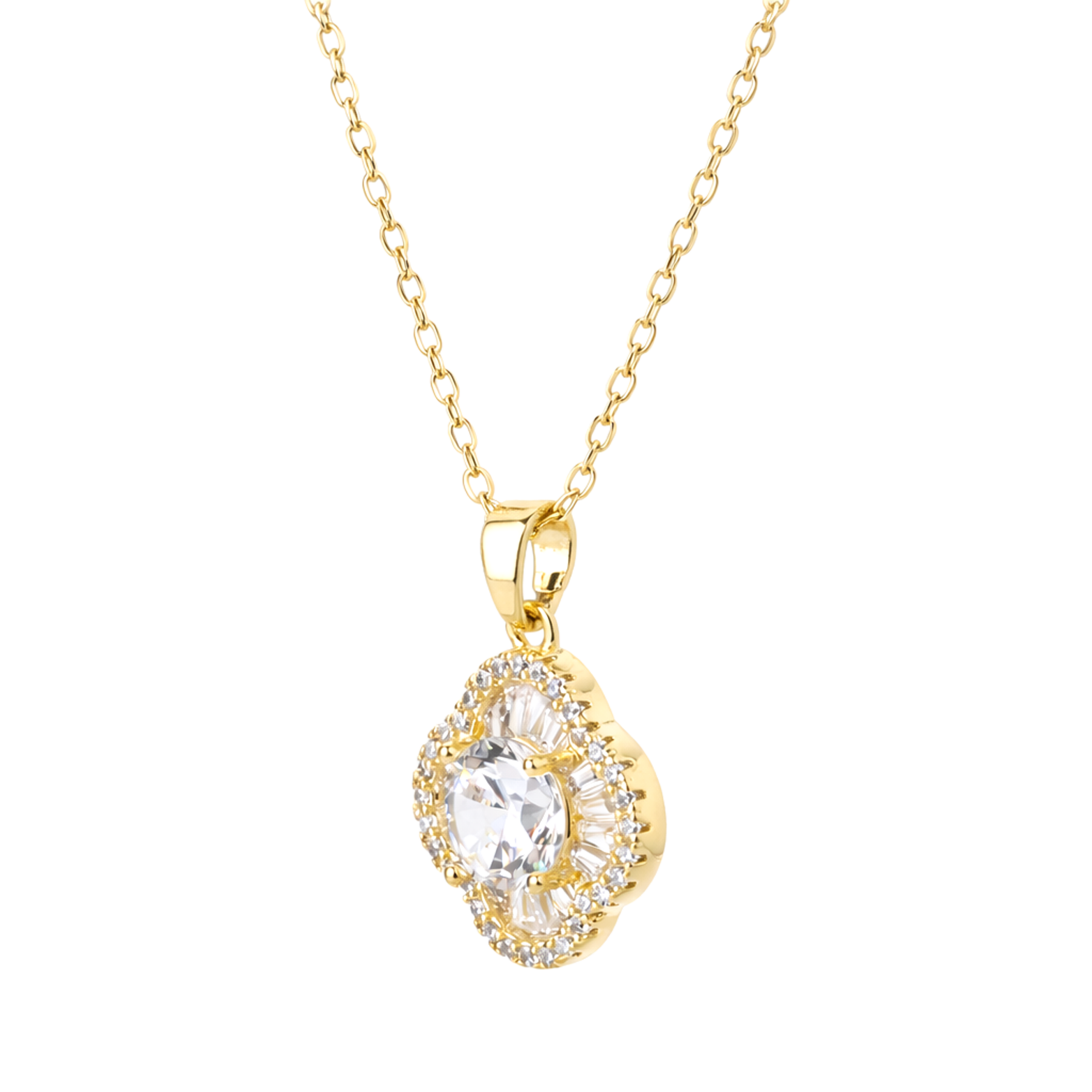 Gold-Tone Crystal Halo Pendant Necklace Set