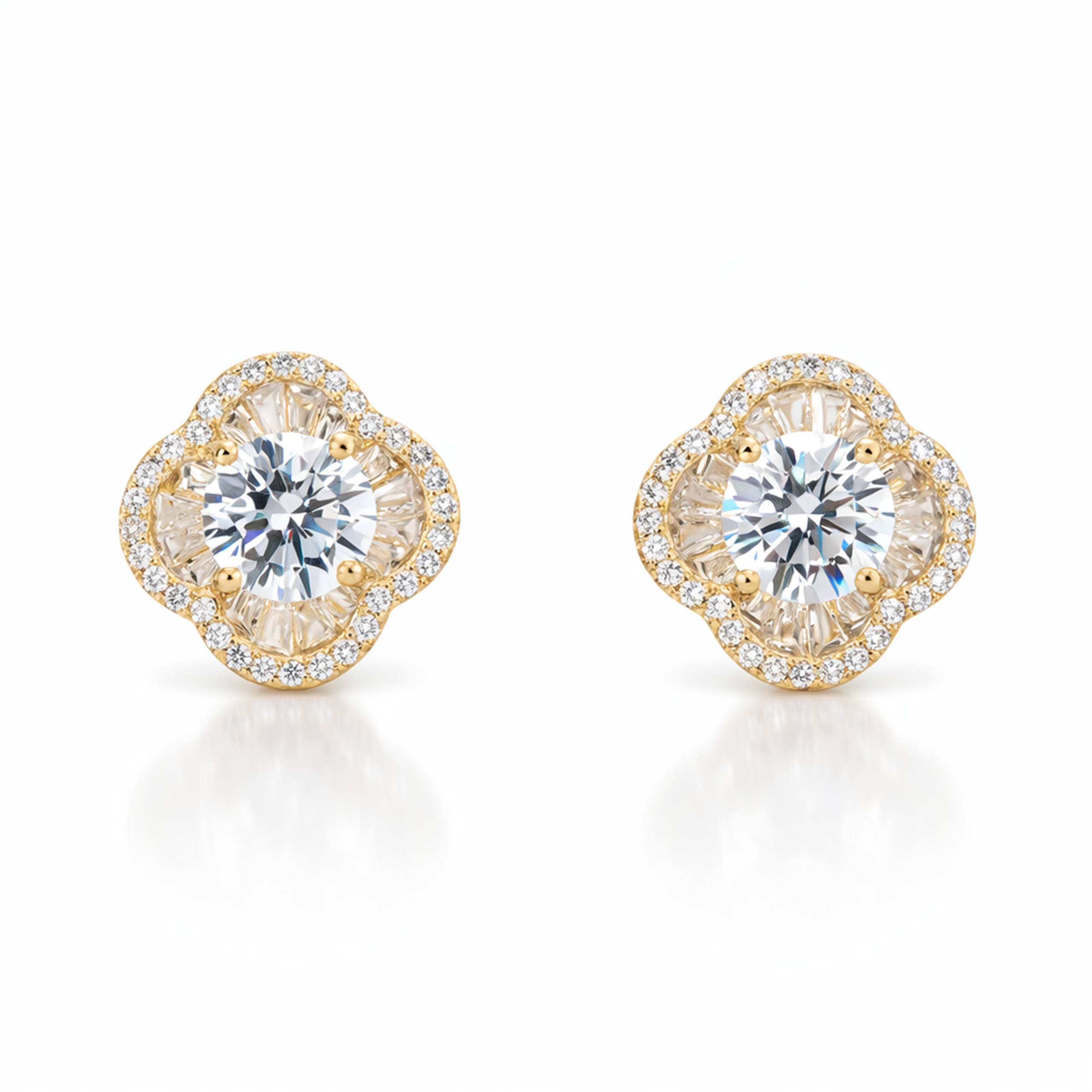Gold-Tone Crystal Halo Pendant Necklace Set