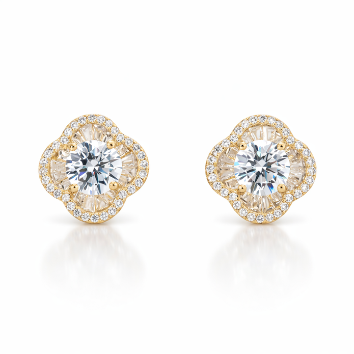 Gold-Tone Crystal Halo Pendant Necklace Set