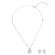 Silver Solitaire Round Crystal Pendant Set