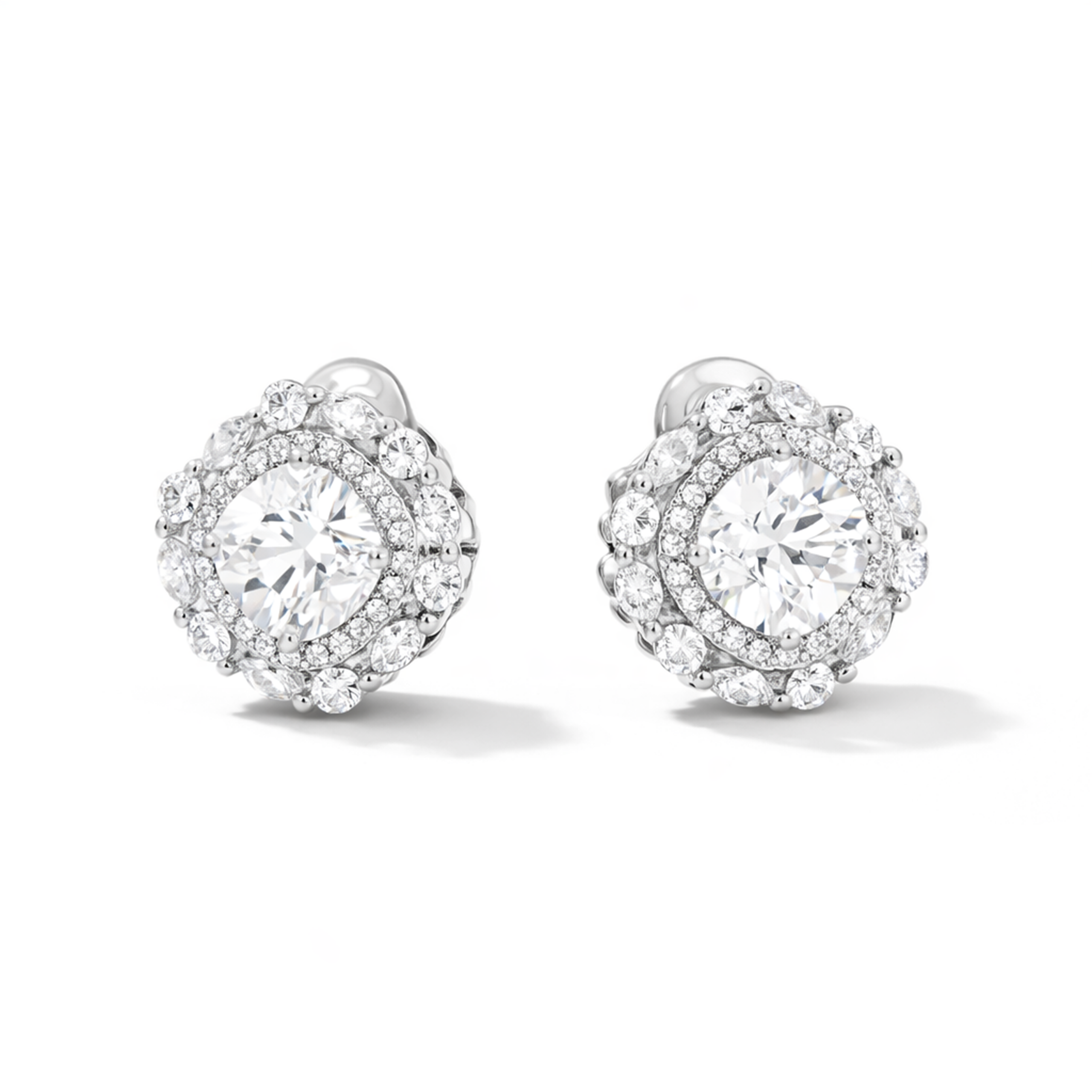 Silver Solitaire Round Crystal Pendant Set