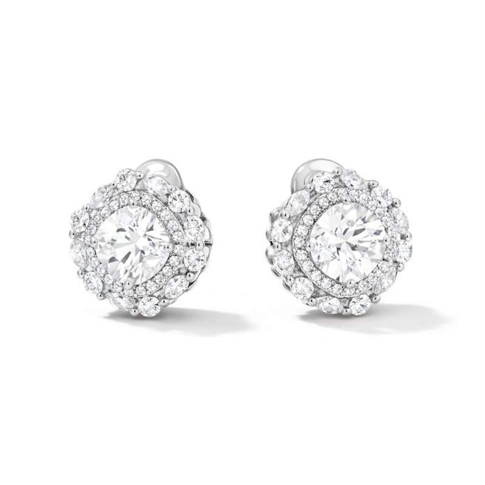 Silver Solitaire Round Crystal Pendant Set