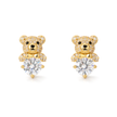 Gold-Tone Teddy Bear Charm Pendant Necklace Set — Gold / Clear - Gold
