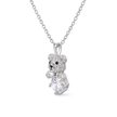 Gold-Tone Teddy Bear Charm Pendant Necklace Set — Gold / Clear - Clear