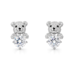 Gold-Tone Teddy Bear Charm Pendant Necklace Set — Gold / Clear - Clear