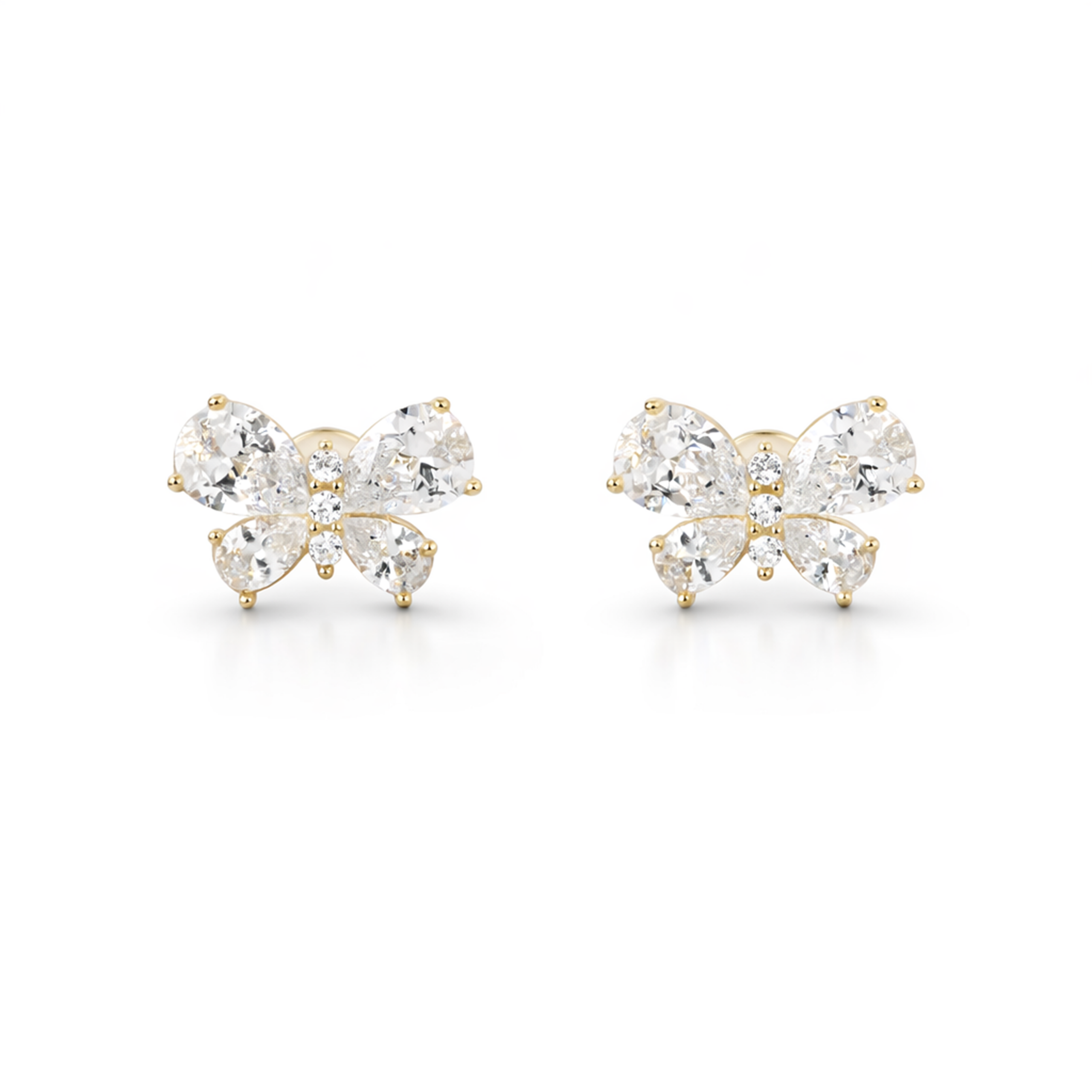 Gold-Tone Crystal Bow Pendant Necklace Set — Gold / Clear - Gold