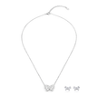 Gold-Tone Crystal Bow Pendant Necklace Set — Gold / Clear - Clear