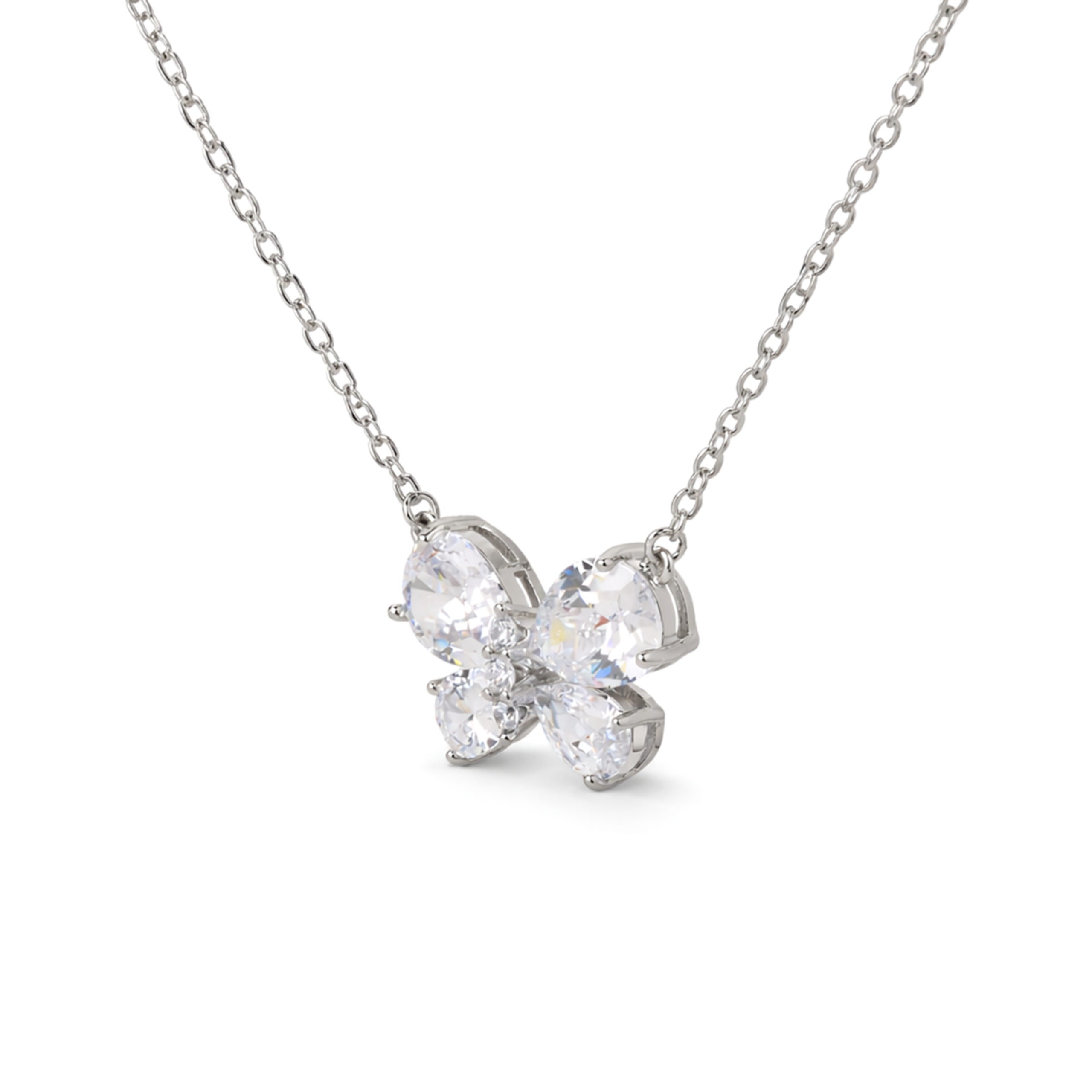 Gold-Tone Crystal Bow Pendant Necklace Set — Gold / Clear - Clear