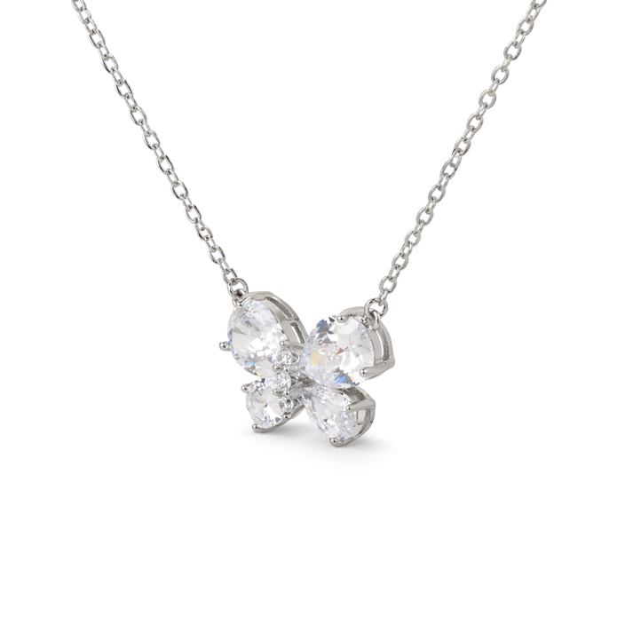 Gold-Tone Crystal Bow Pendant Necklace Set — Gold / Clear - Clear