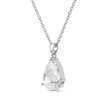 Silver Pear-Cut Crystal Halo Pendant Set