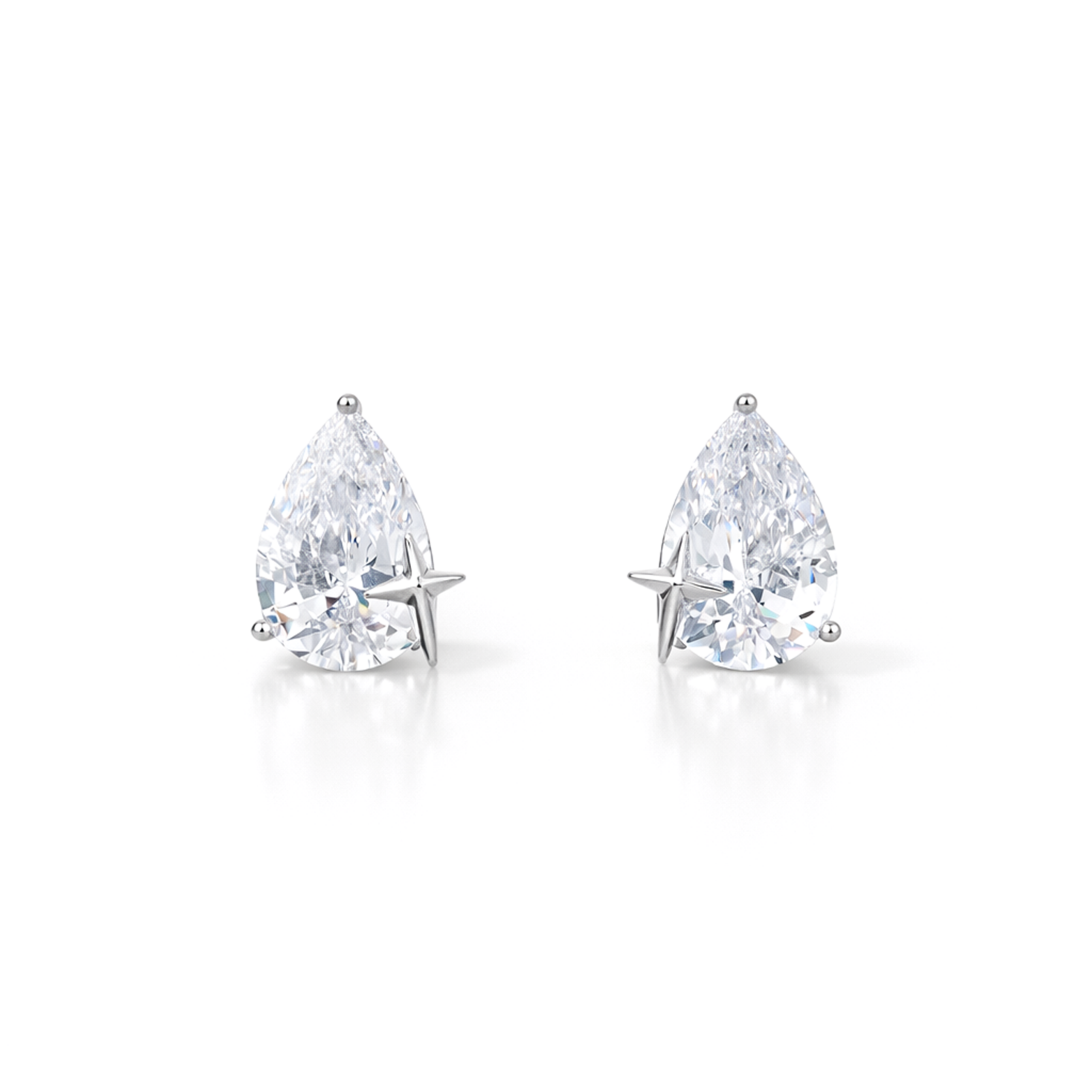 Silver Pear-Cut Crystal Halo Pendant Set
