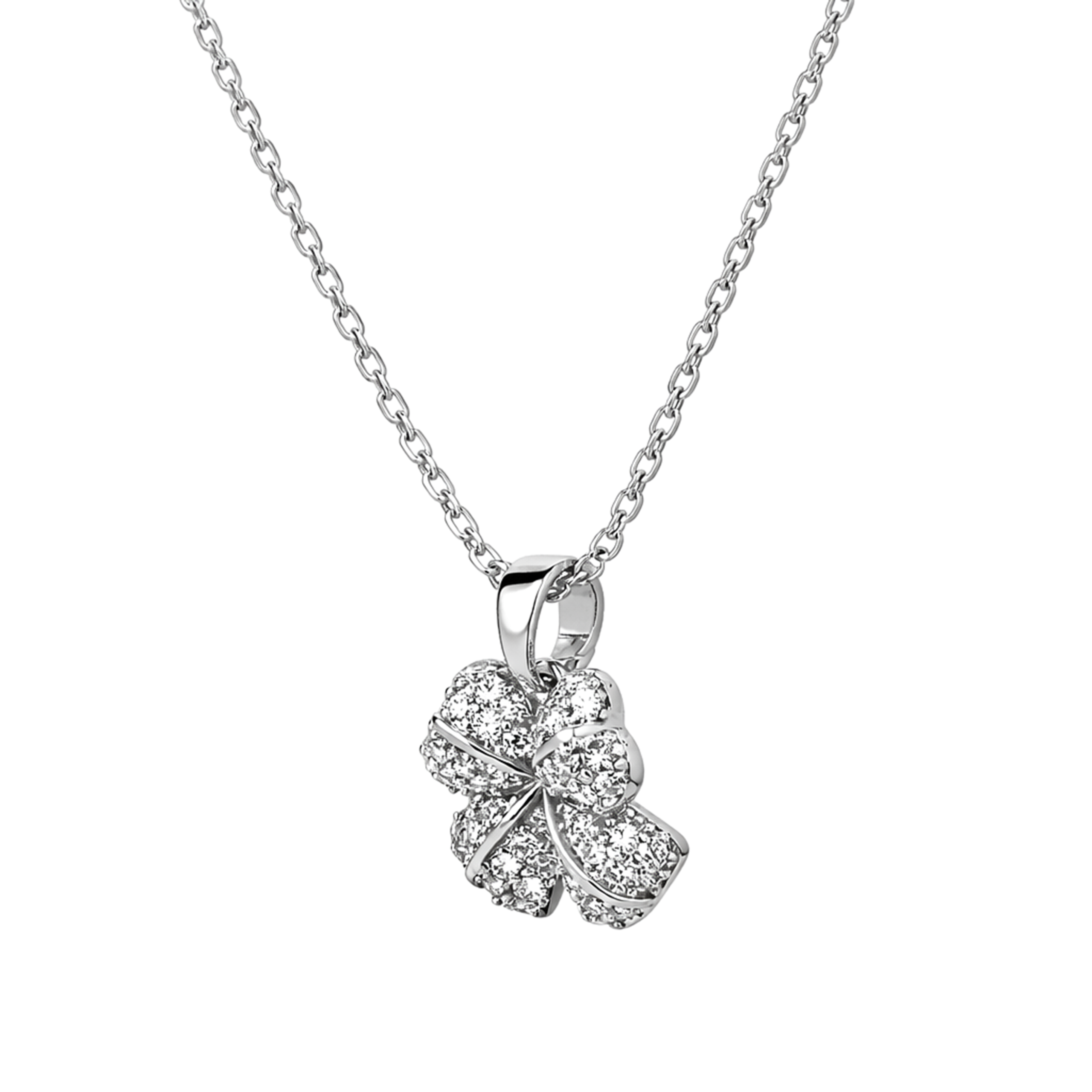Silver Crystal Butterfly Pendant Necklace Set