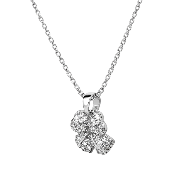 Silver Crystal Butterfly Pendant Necklace Set