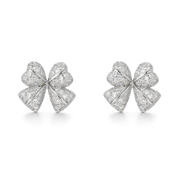 Silver Crystal Butterfly Pendant Necklace Set