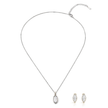 Silver Marquise Crystal Pendant Necklace Set