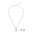 Silver Layered Crystal Drop Necklace Set