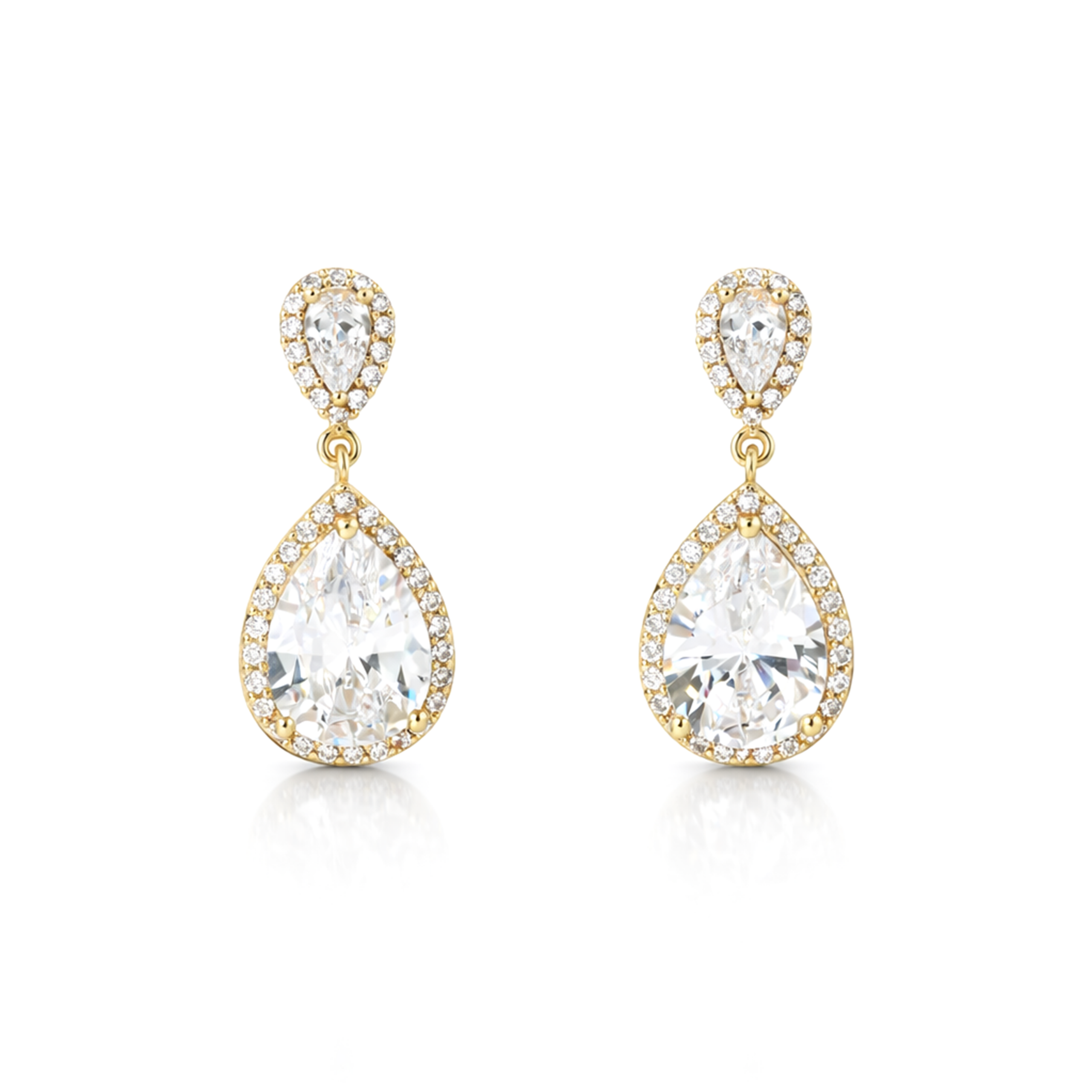 Gold-Tone Pear-Cut Crystal Pendant Necklace Set