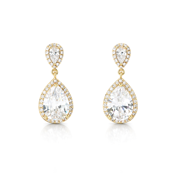 Gold-Tone Pear-Cut Crystal Pendant Necklace Set