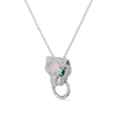Silver Panther Head Statement Pendant Necklace Set — Silver / Gold - Silver