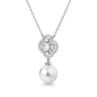 Silver Floral Pearl Drop Pendant Necklace Set