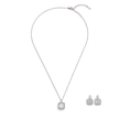 Square Cushion Halo Clear Crystal Pendant Necklace Set