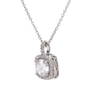 Square Cushion Halo Clear Crystal Pendant Necklace Set