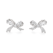 Crystal Bow Silver Pendant Necklace Earring Set