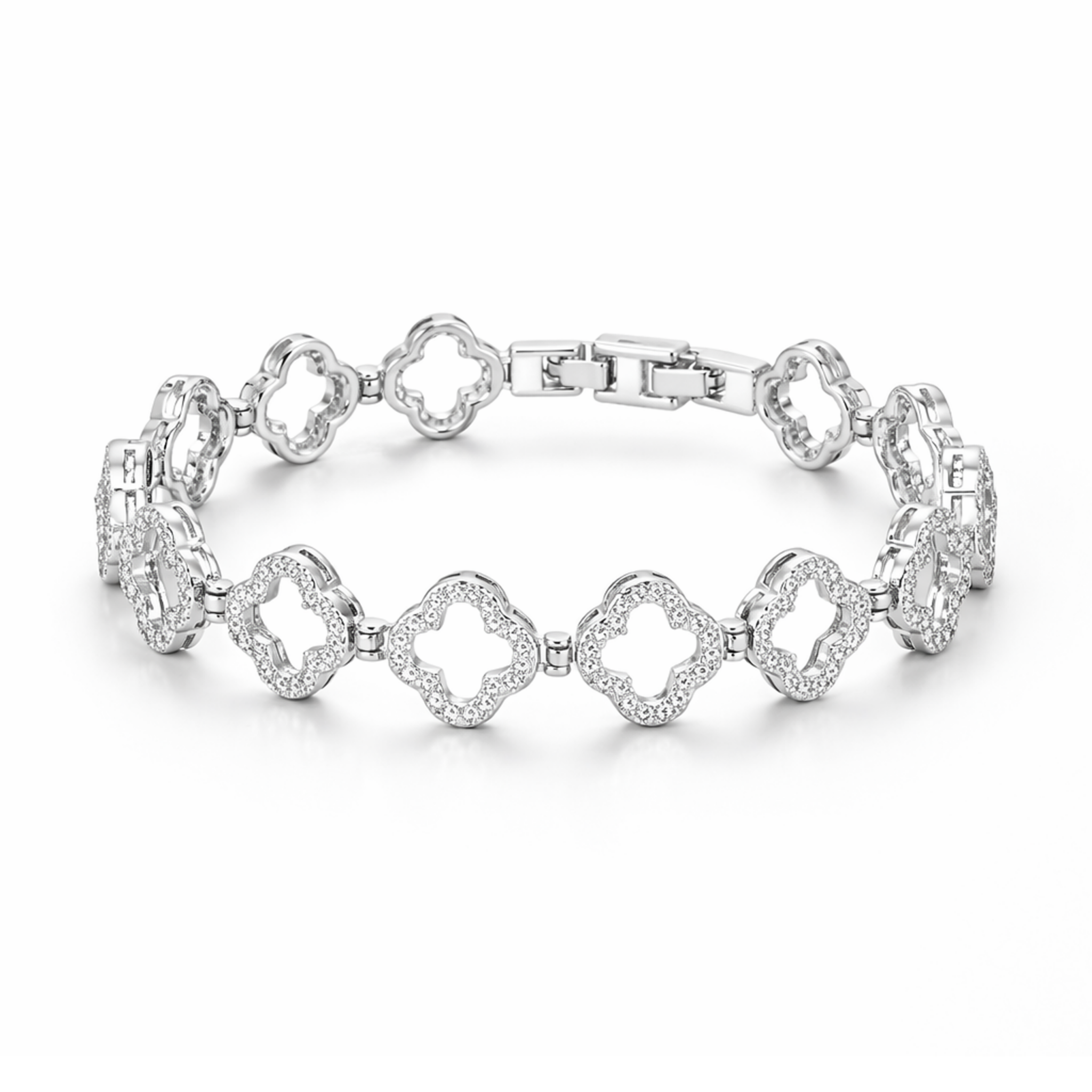 Silver Clover Tennis Bracelet
