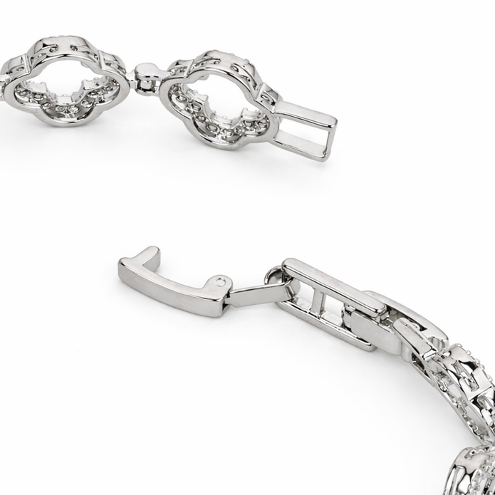 Silver Clover Tennis Bracelet