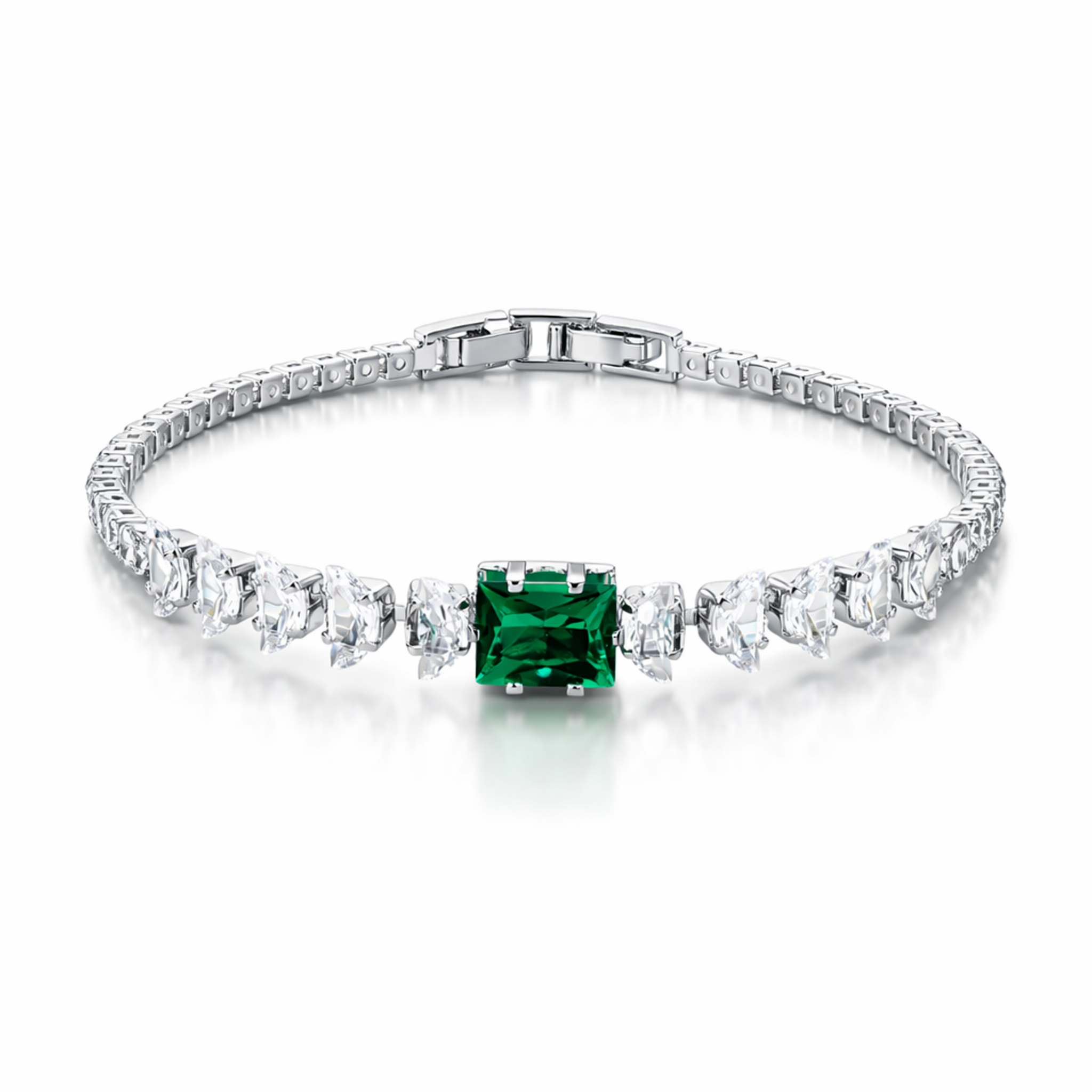 Emerald Solitaire Tennis Bracelet