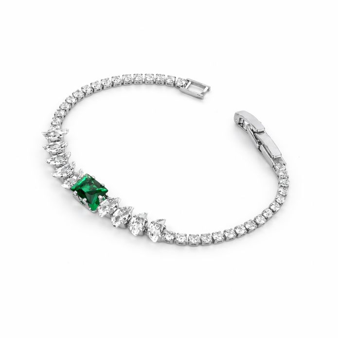 Emerald Solitaire Tennis Bracelet