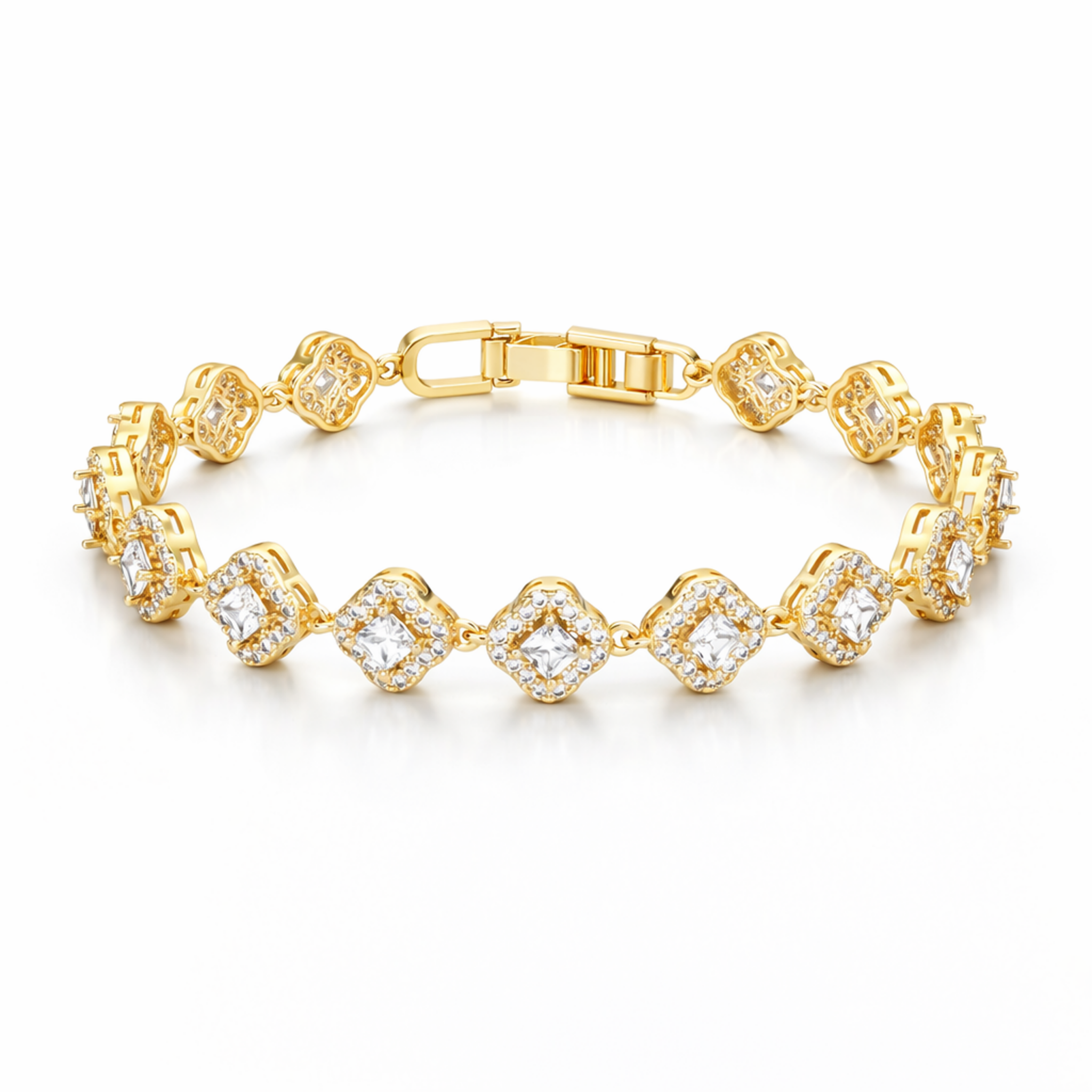 Golden Cushion Halo Bracelet