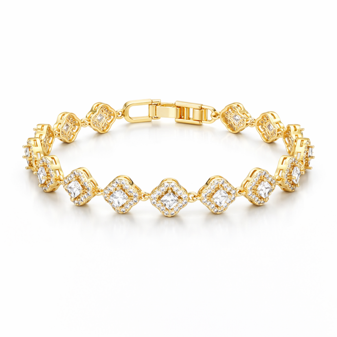 Golden Cushion Halo Bracelet