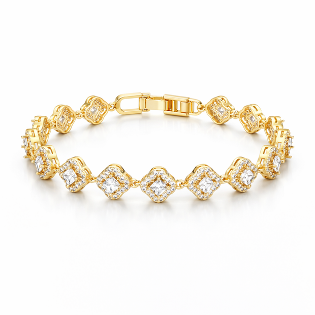 Golden Cushion Halo Bracelet