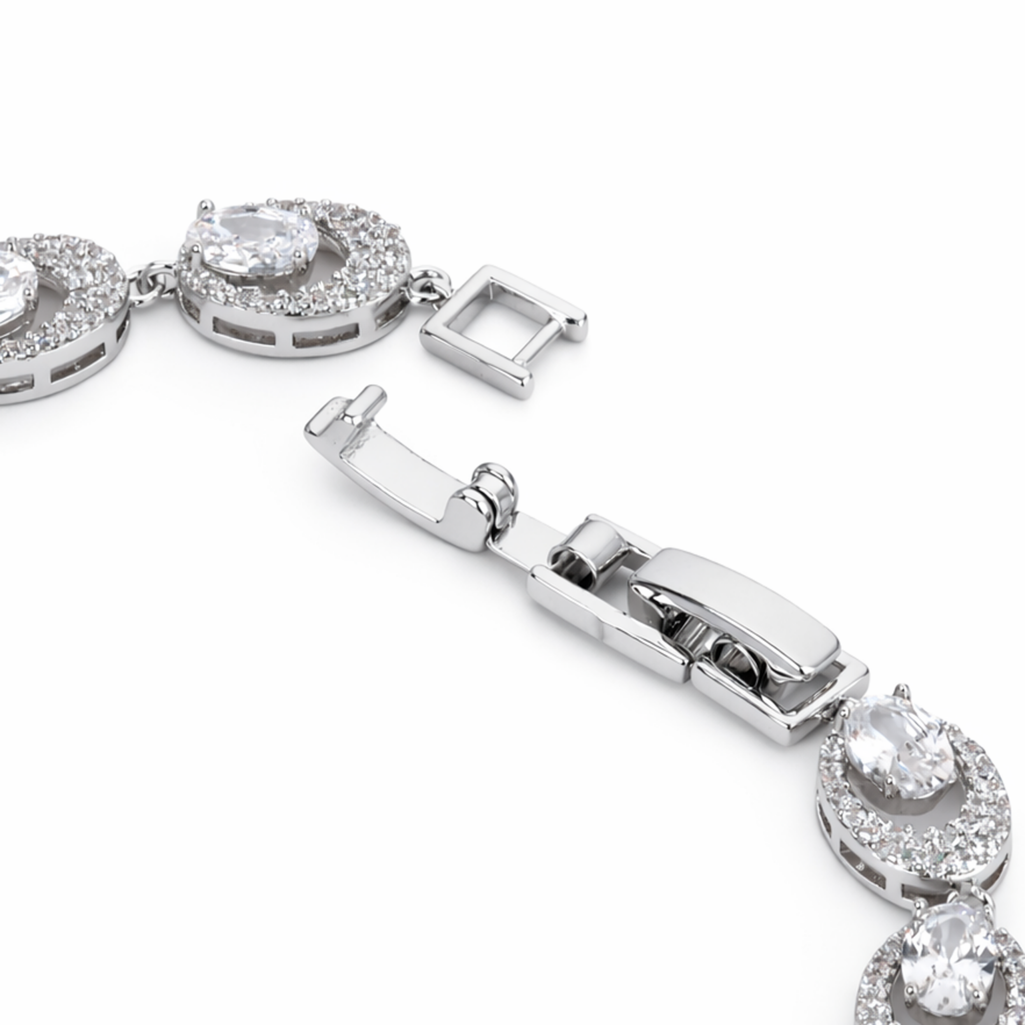 Golden Oval Halo Bracelet - Silver