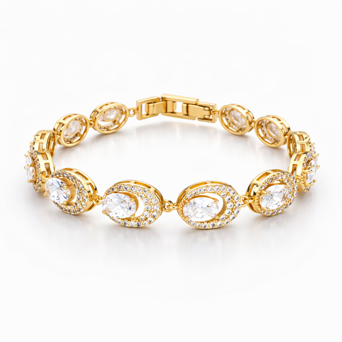 Golden Oval Halo Bracelet