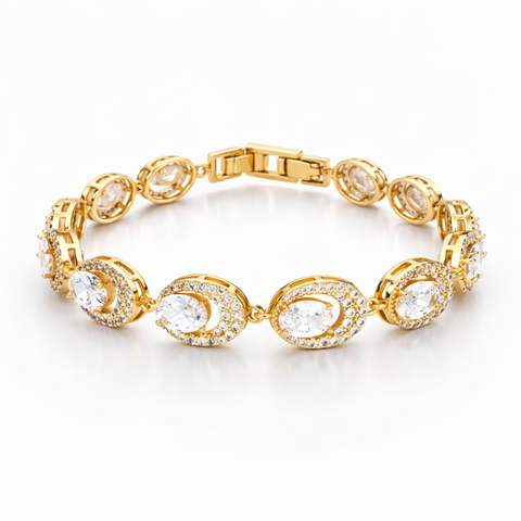Golden Oval Halo Bracelet