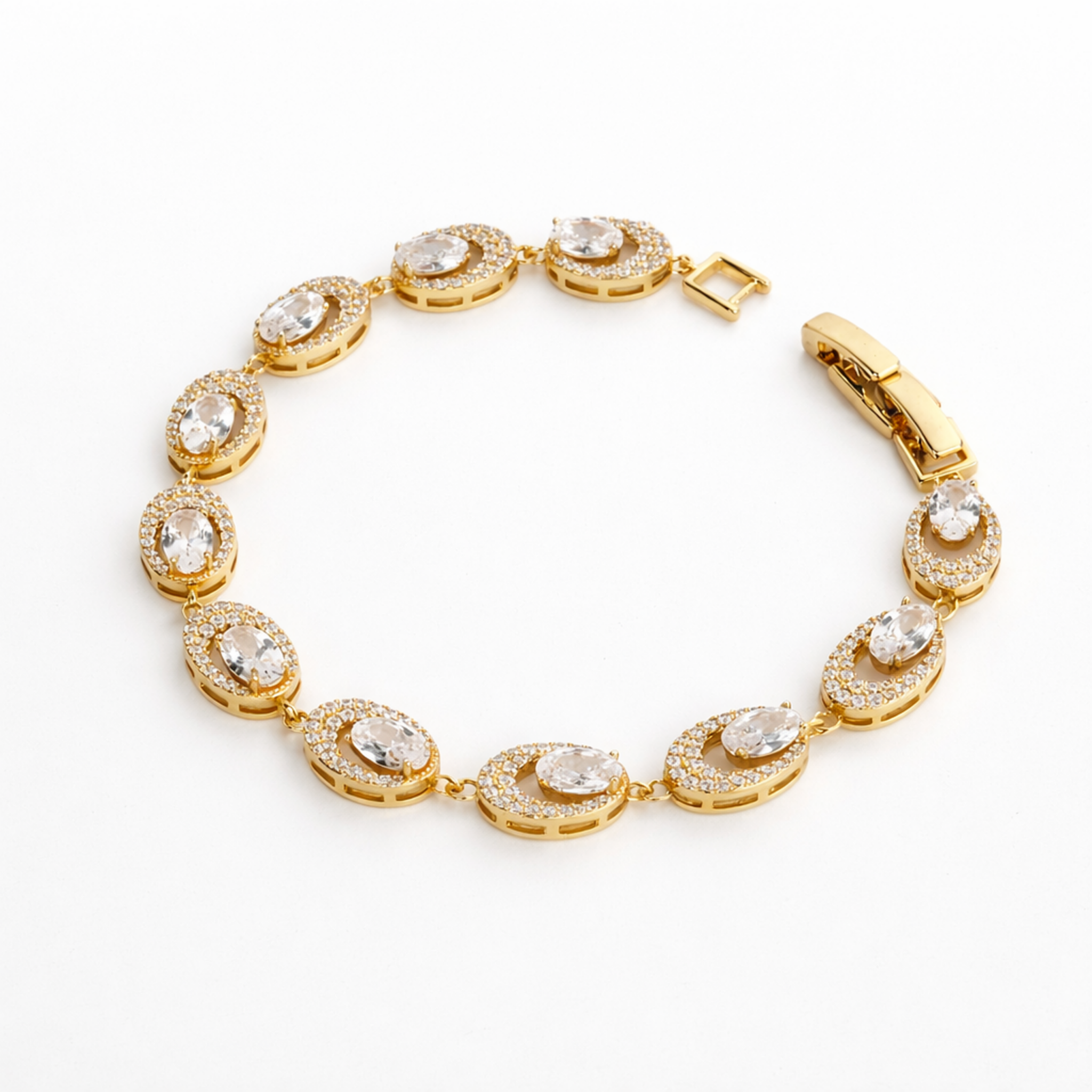 Golden Oval Halo Bracelet
