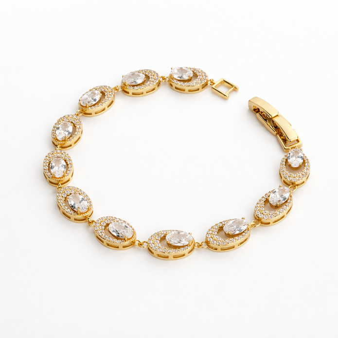 Golden Oval Halo Bracelet