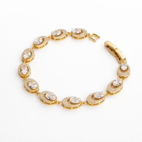 Golden Oval Halo Bracelet