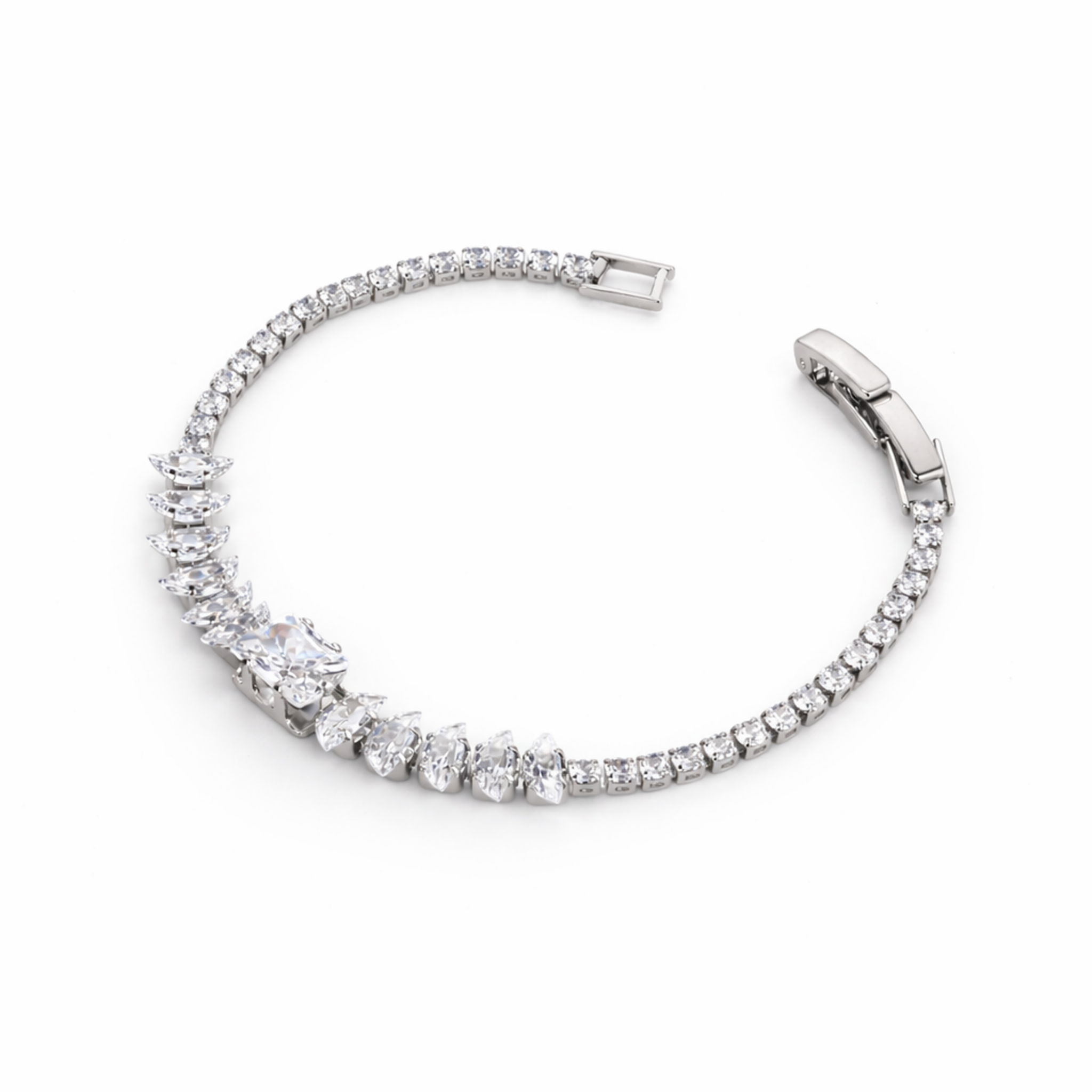 Emerald Solitaire Tennis Bracelet - Silver