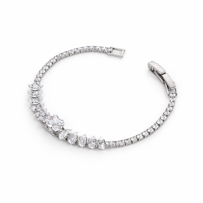 Emerald Solitaire Tennis Bracelet - Silver