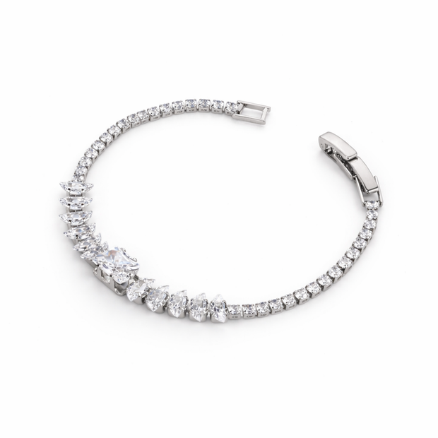 Emerald Solitaire Tennis Bracelet - Silver