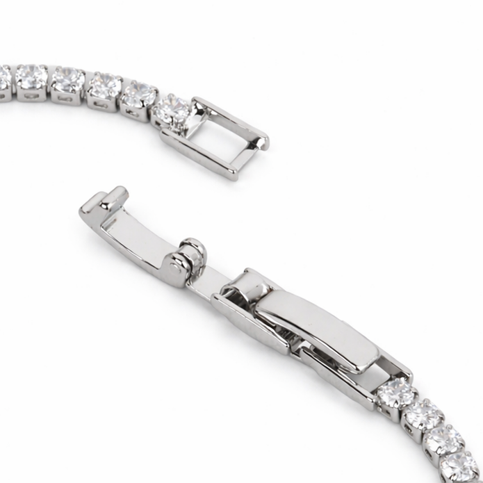 Emerald Solitaire Tennis Bracelet - Silver