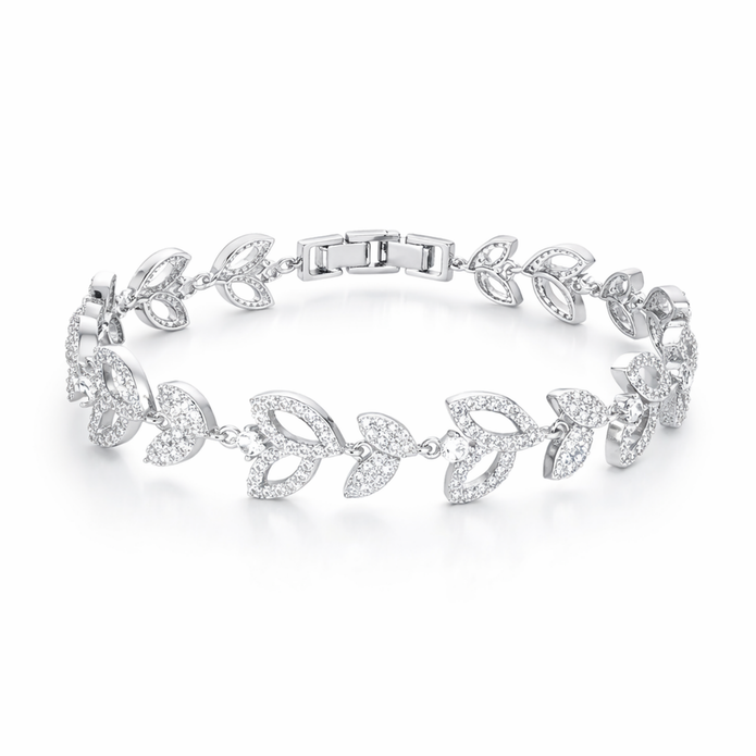 Golden Laurel Leaf Bracelet - Silver
