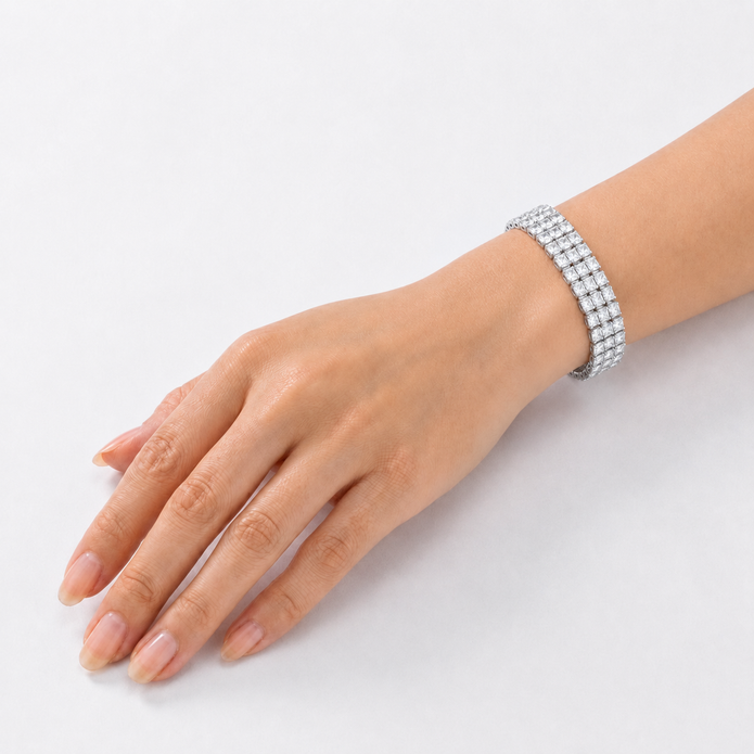Crystal Crown Bracelet - Silver