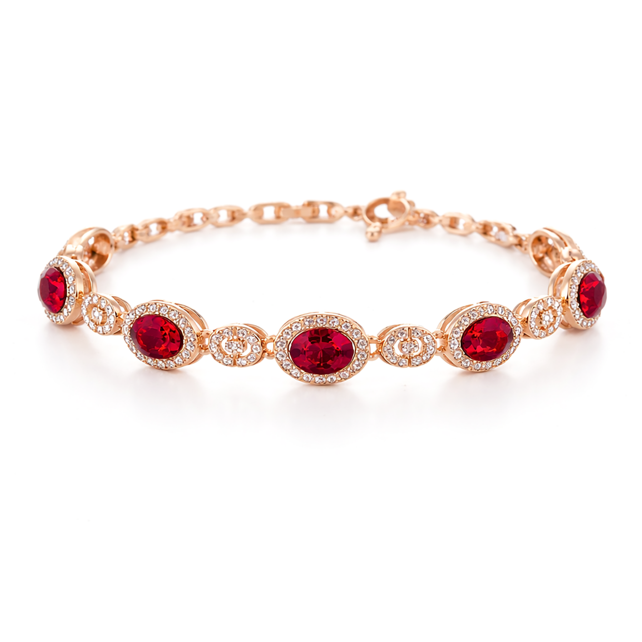 Emerald Halo Tennis Bracelet - Ruby Pink